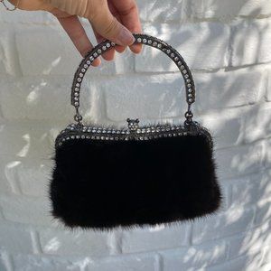 Y2K/Vintage Black / Brown Fur Purse